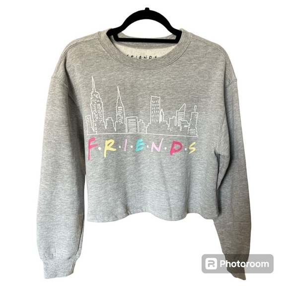 FRIENDS Tops - FRIENDS cropped grey graphic sweatshirt size Medium